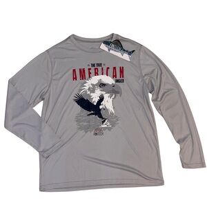 Fintech American Angler Shirt S Eagle Graphic Long Sleeve Fishing UPF Gray NWT